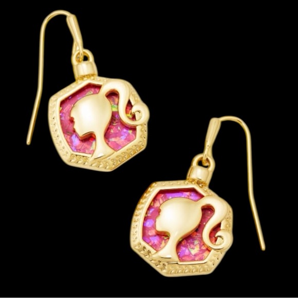 Kendra Scott Jewelry - Barbie™ x Kendra Scott Gold Drop Earrings in Pink Iridescent Glitter Glass